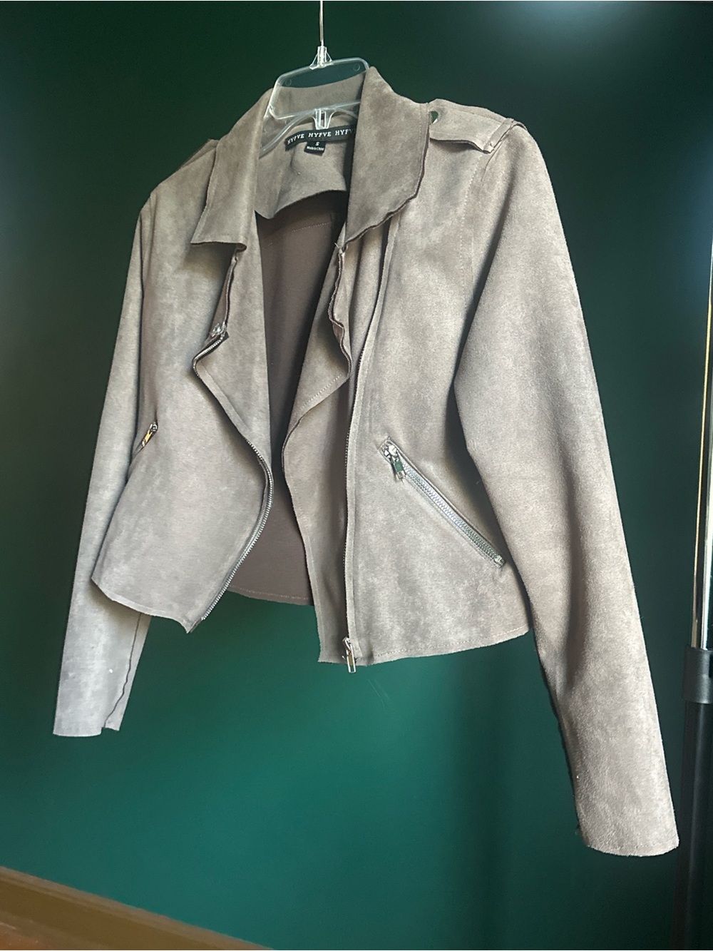 Suede Moto Crop Jacket - Taupe